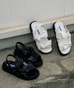 [티나]리본 스트랩 플랫폼 샌들 - 2color