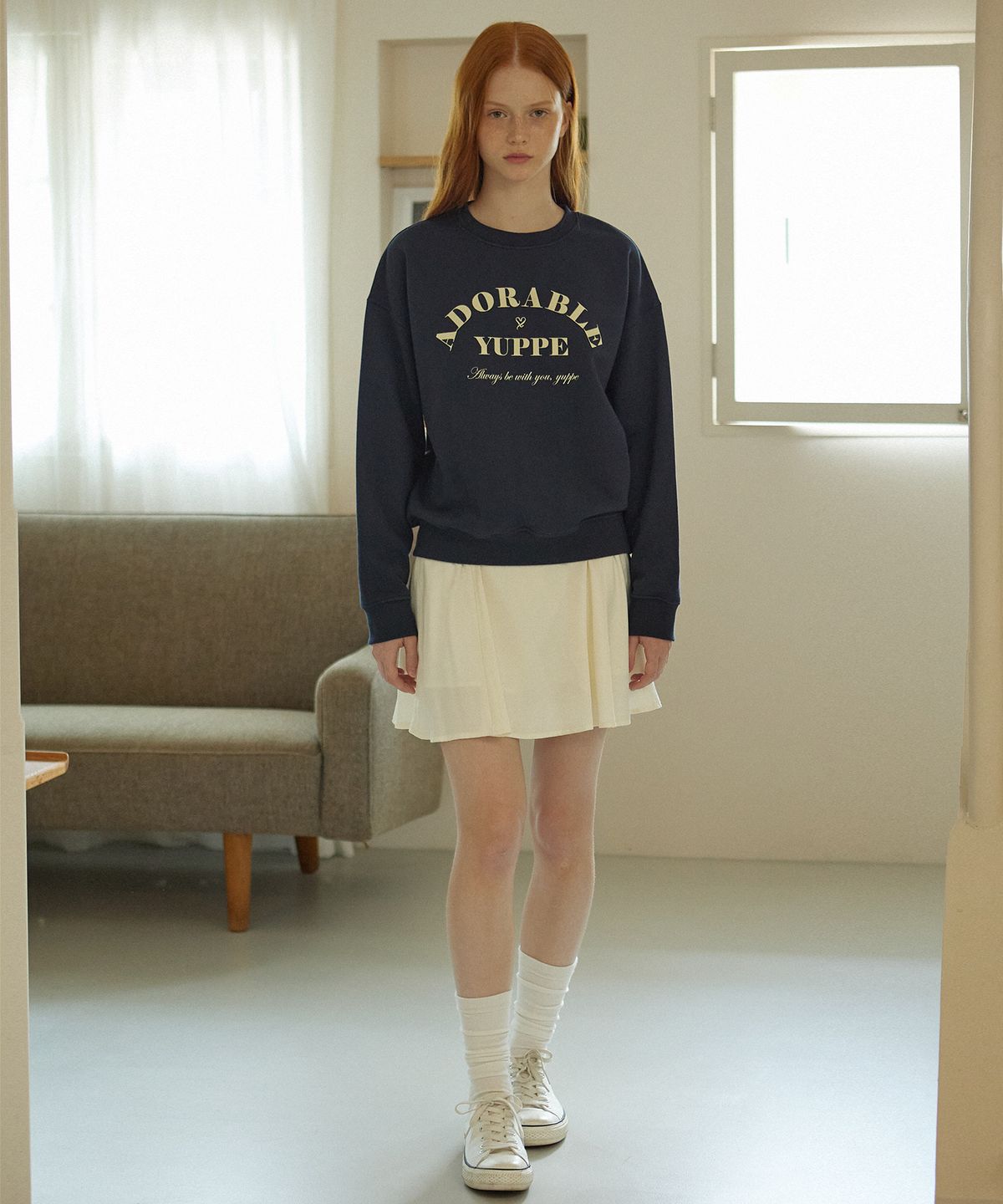 엽페(YUPPE) SATIN FLARE SKIRT_CREAM