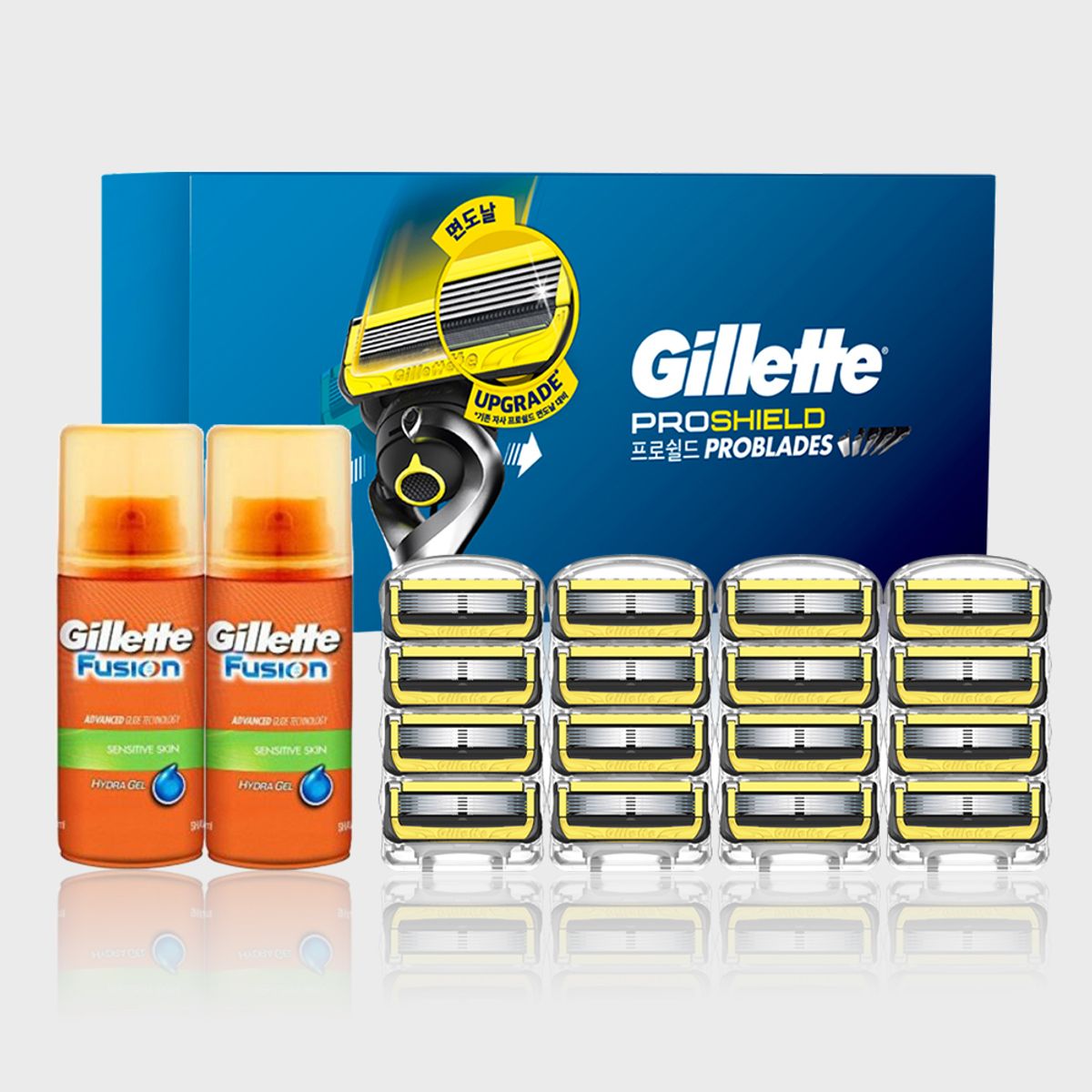 질레트(GILLETTE) 프로쉴드 옐로우 면도날 16입 + 미니젤 2개 증정