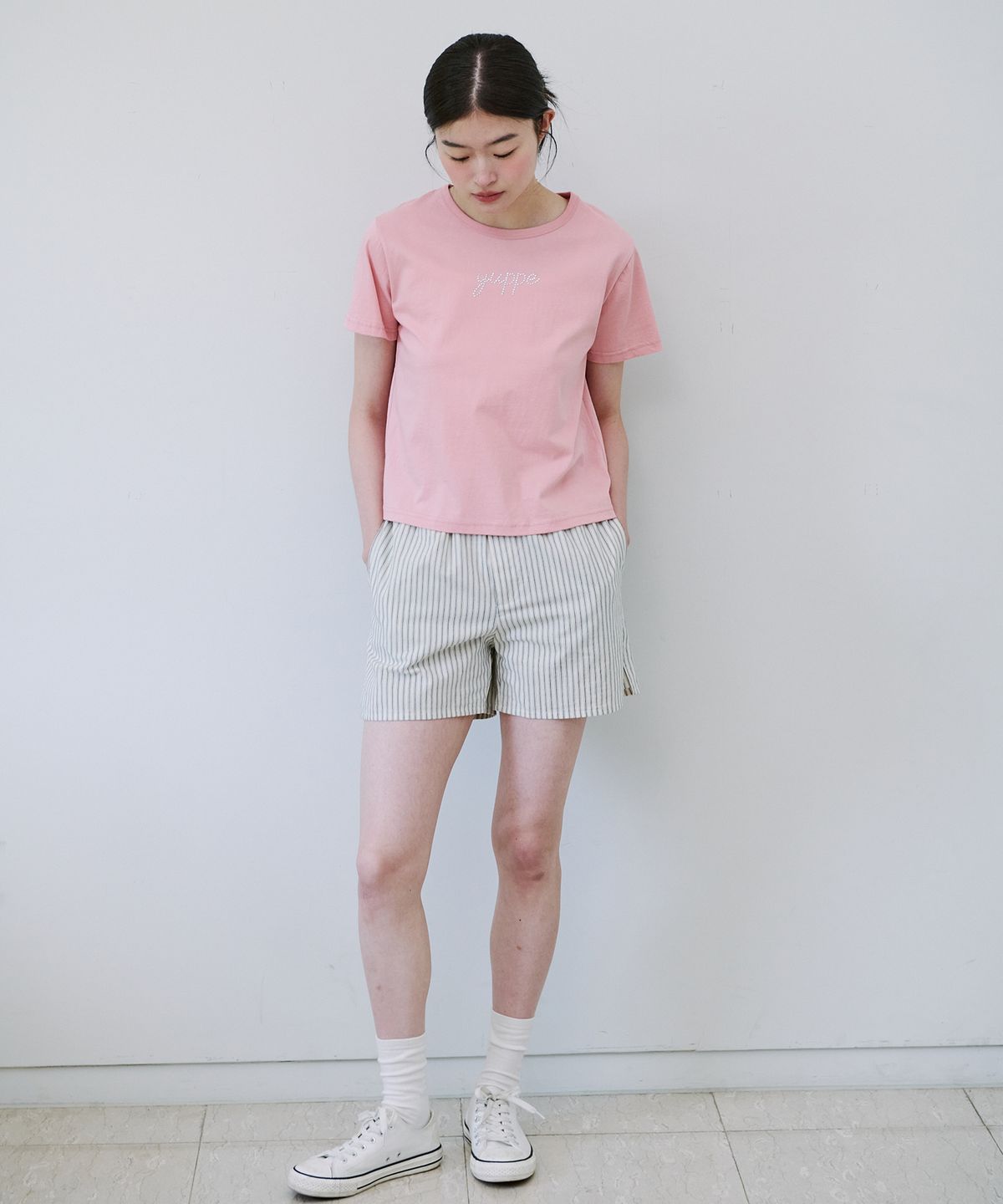 엽페(YUPPE) STRIPE BANDING PANTS_IVORY