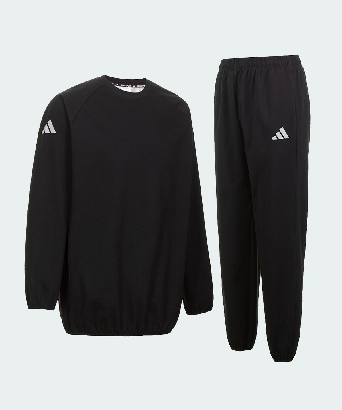 아디다스 컴뱃 스포츠(ADIDAS COMBAT SPORTS) 아디다스 크루넥 사우나 수트 땀복 세트 - 블랙 (실버 코팅)