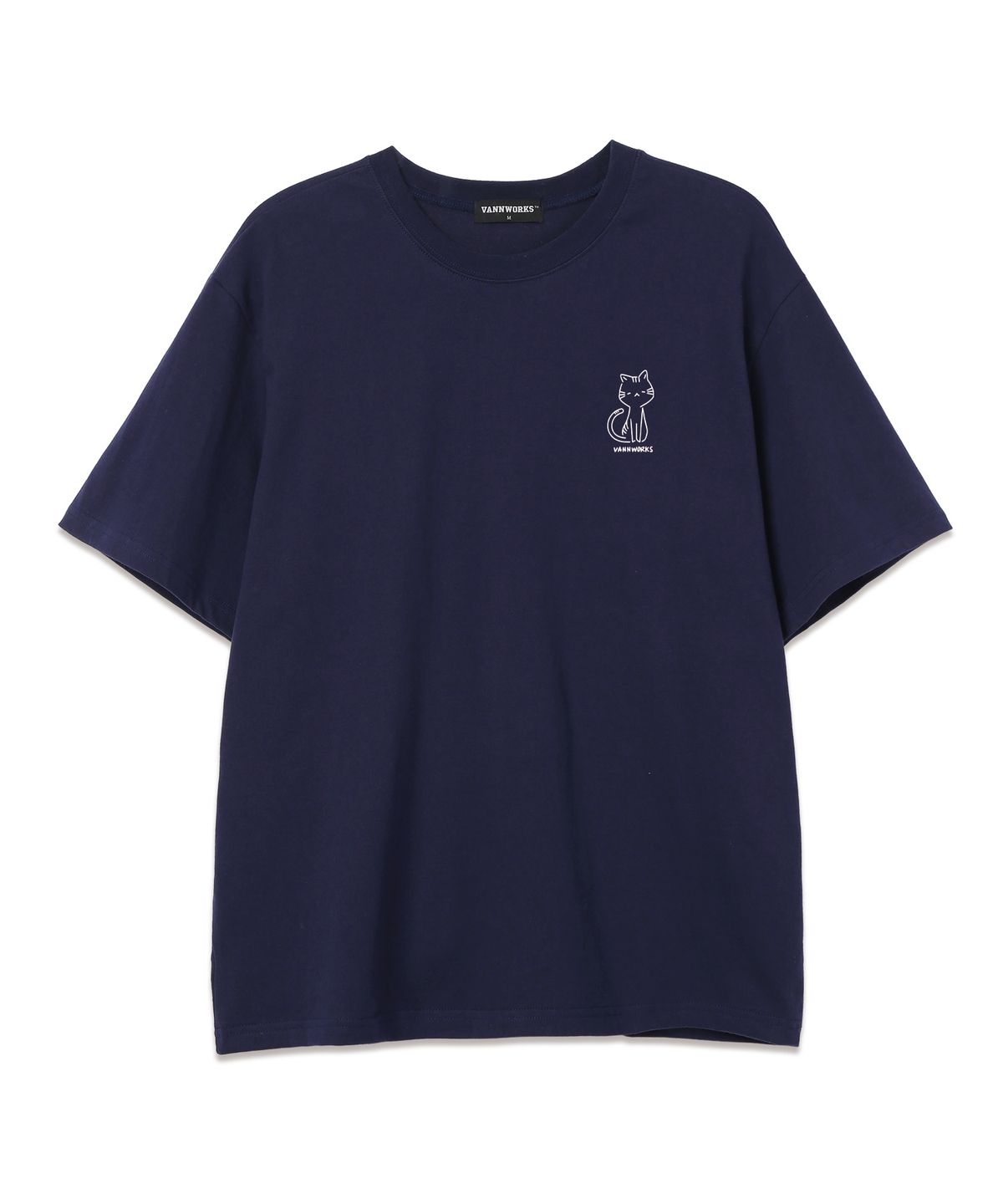 밴웍스(VANNWORKS) 고양이 반팔 티셔츠 (VS0026) 네이비/화이트