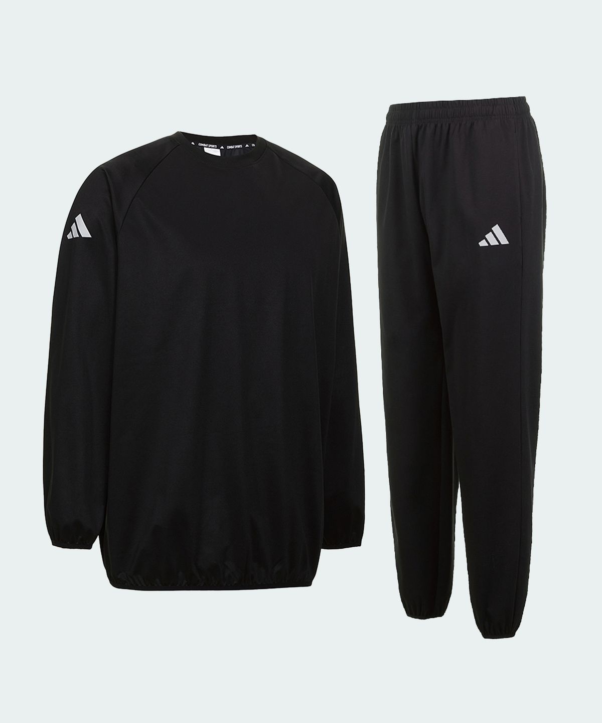 아디다스 컴뱃 스포츠(ADIDAS COMBAT SPORTS) 아디다스 크루넥 사우나 수트 땀복 세트 - 블랙 (블랙 코팅)