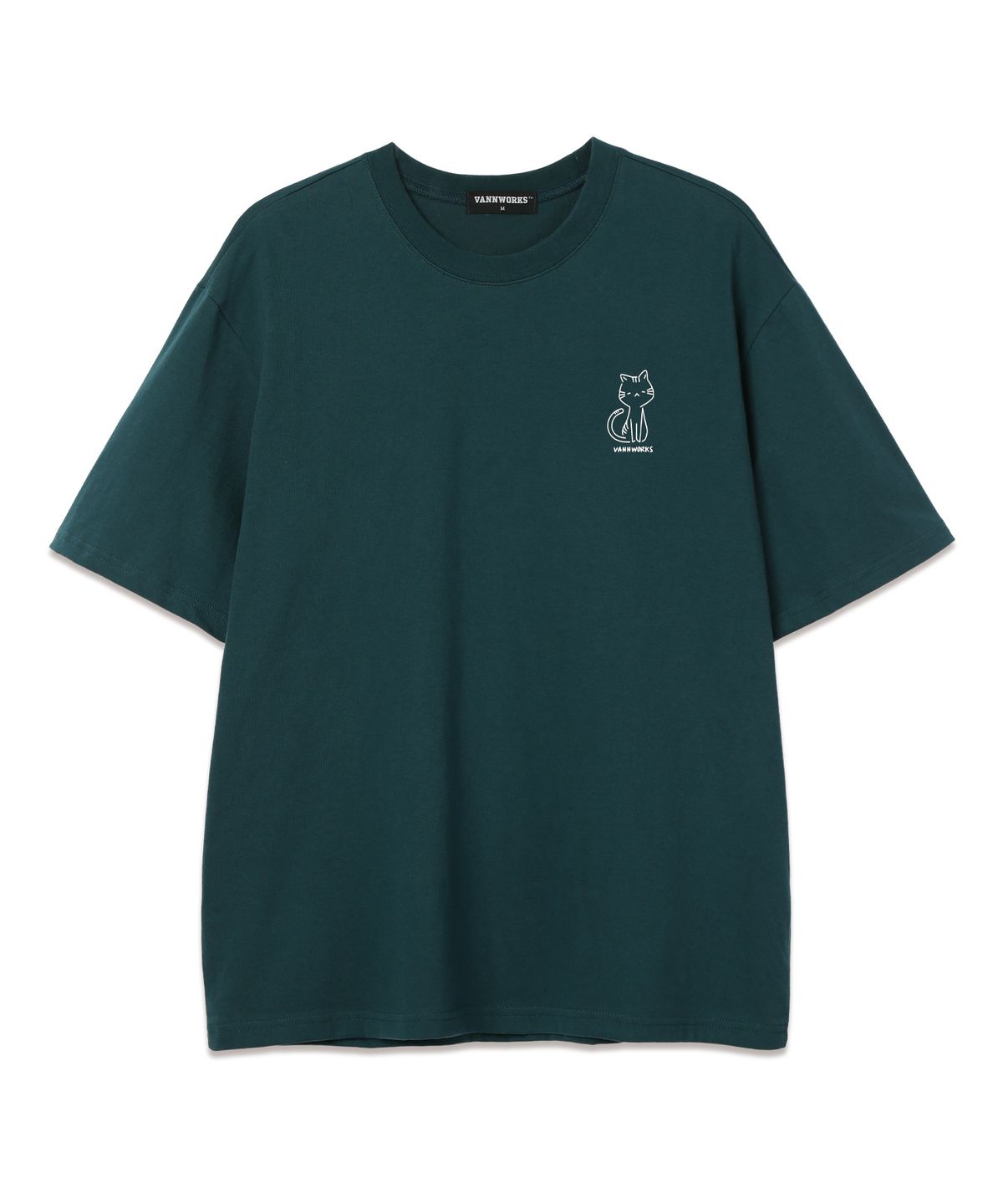 밴웍스(VANNWORKS) 고양이 반팔 티셔츠 (VS0026) 그린/화이트