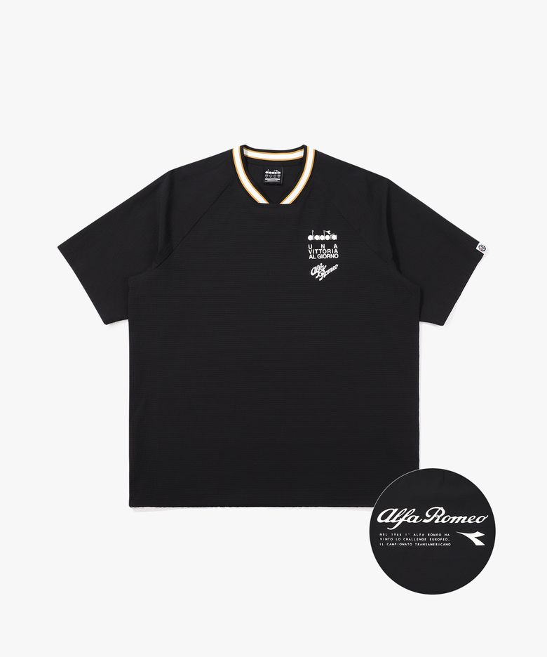 알파로메오 시어서커 반팔 티셔츠 BLACK