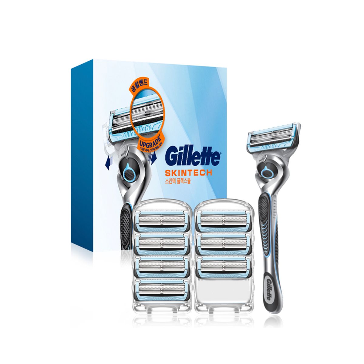 질레트(GILLETTE) 스킨텍 매뉴얼 면도기 핸들1입 + 면도날8입