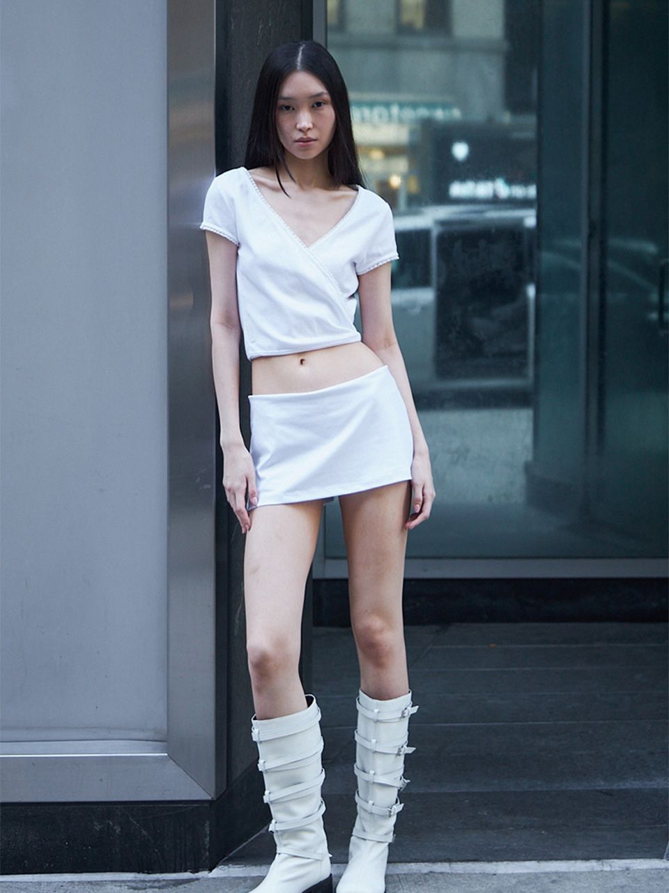 MUSINSA | CERRIC MINI SKIRT PANTS / WHITE