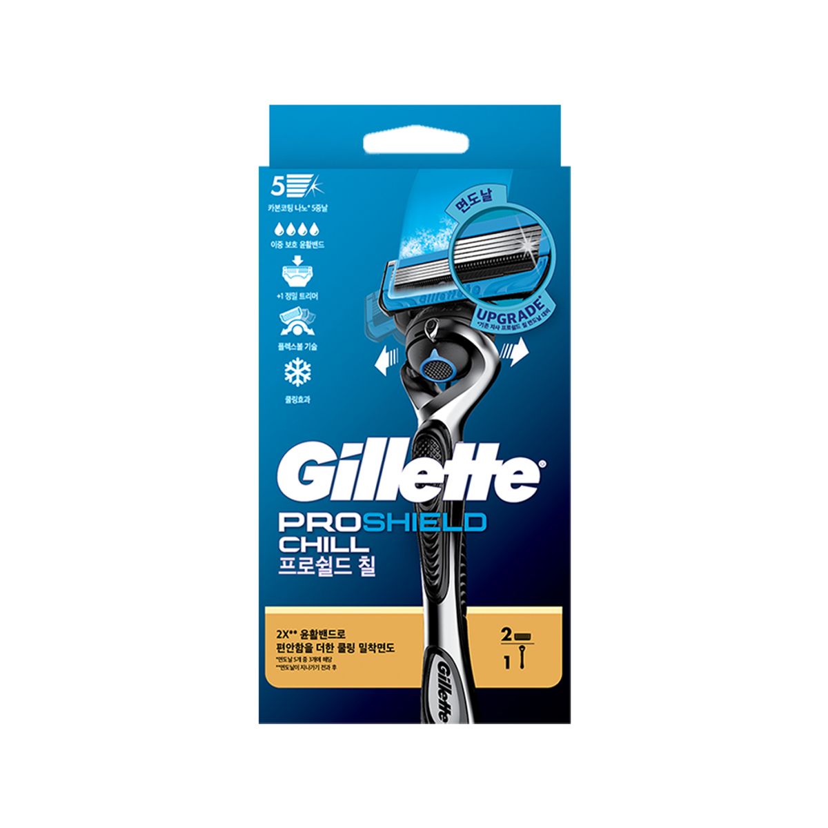 질레트(GILLETTE) 프로쉴드 칠 면도기 핸들1입 + 면도날2입