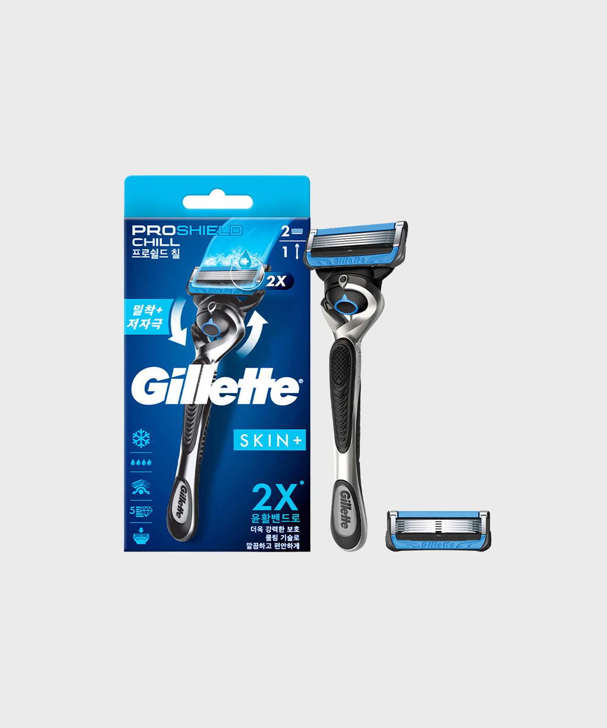 질레트(GILLETTE) 프로쉴드 칠 면도기 핸들1입 + 면도날2입