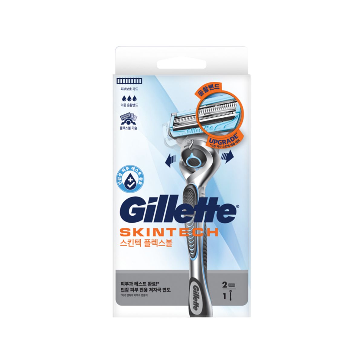 질레트(GILLETTE) 스킨텍 매뉴얼 면도기 핸들1입 + 면도날2입