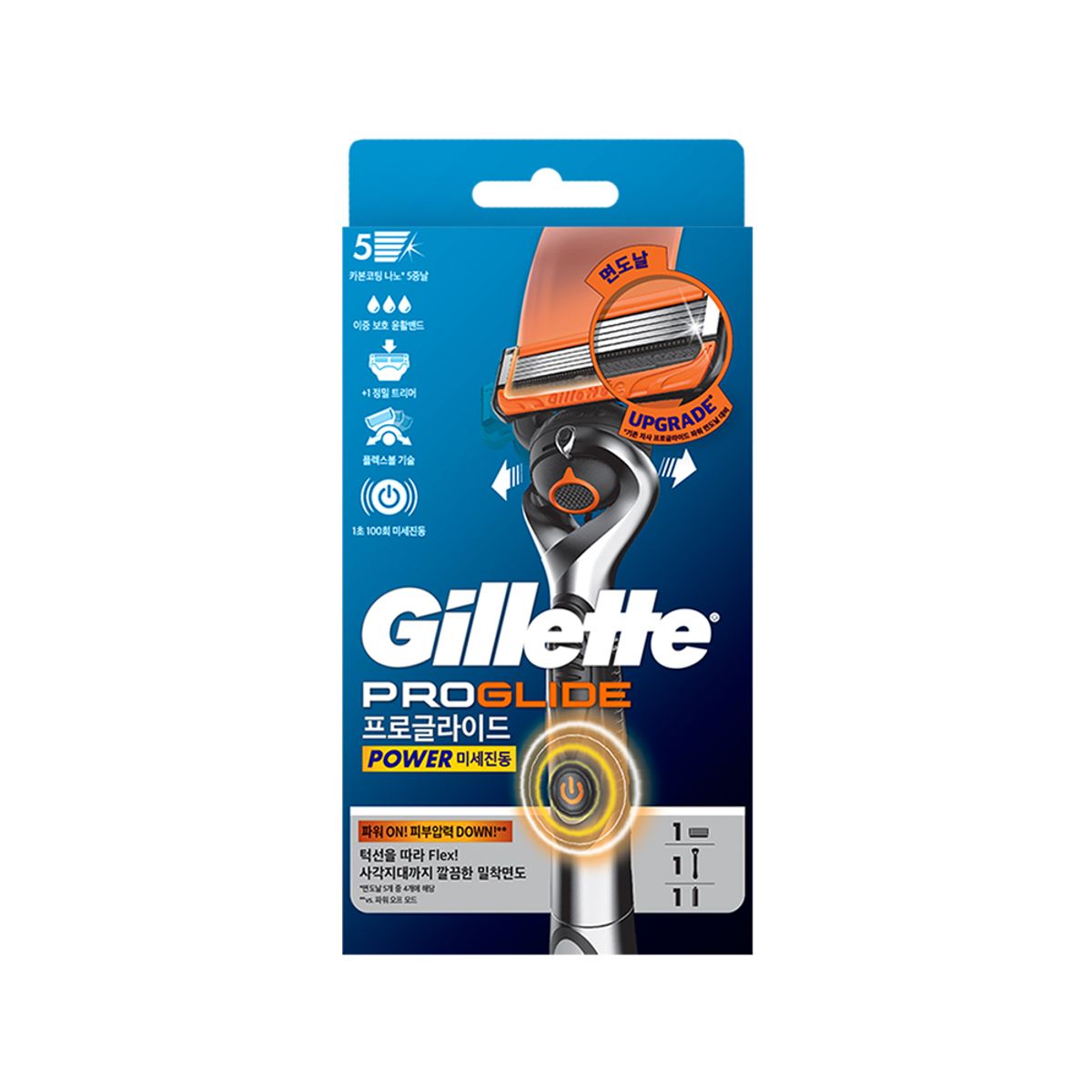 질레트(GILLETTE) 프로글라이드 파워 면도기 핸들1입 + 면도날1입