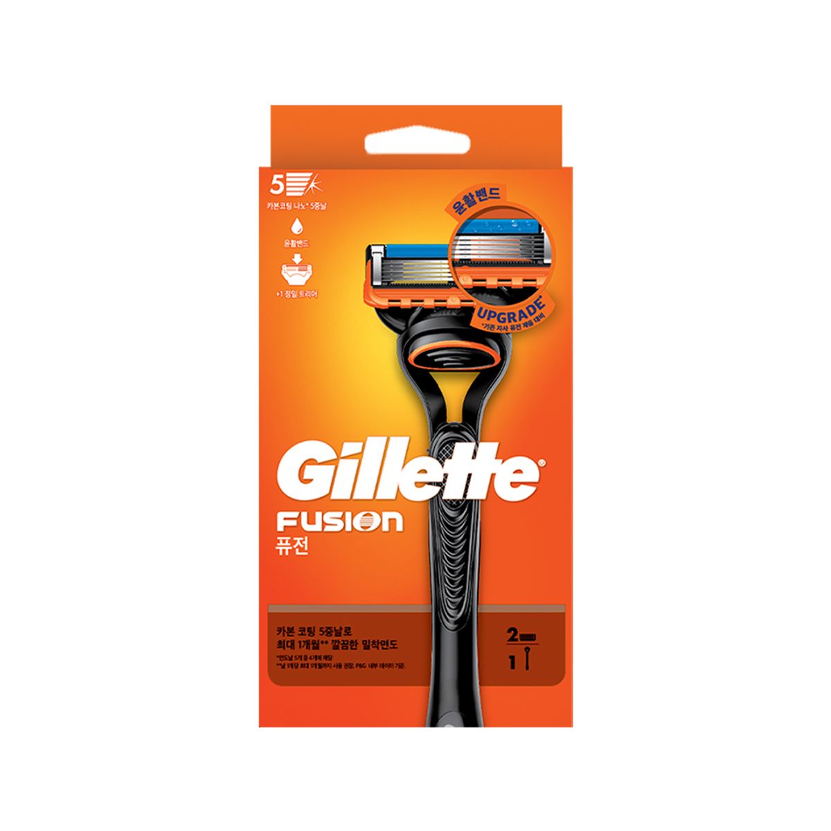 질레트(GILLETTE) 퓨전 매뉴얼 면도기 핸들1입 + 면도날2입