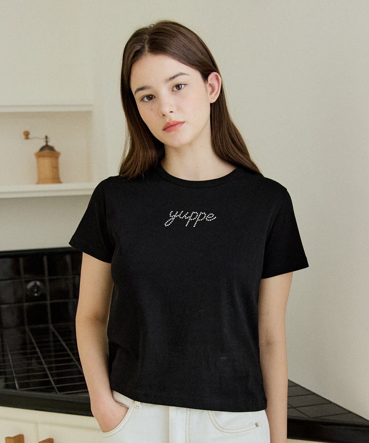 엽페(YUPPE) DOTTED YUPPE T-SHIRT_BLACK