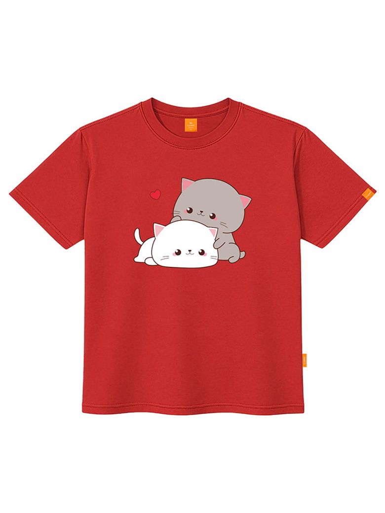 큐티커플캣 반팔티셔츠 남녀공용 빅사이즈 S~4XL