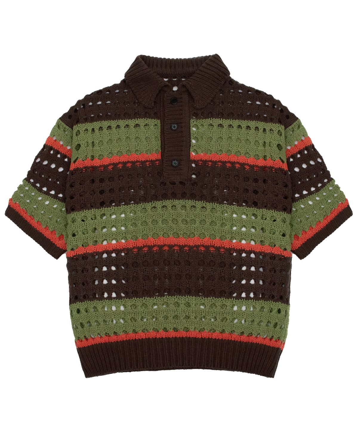 캑터스도넛마켓(CACTUSDONUTMARKET) Net Stripe Collar knit - Brown