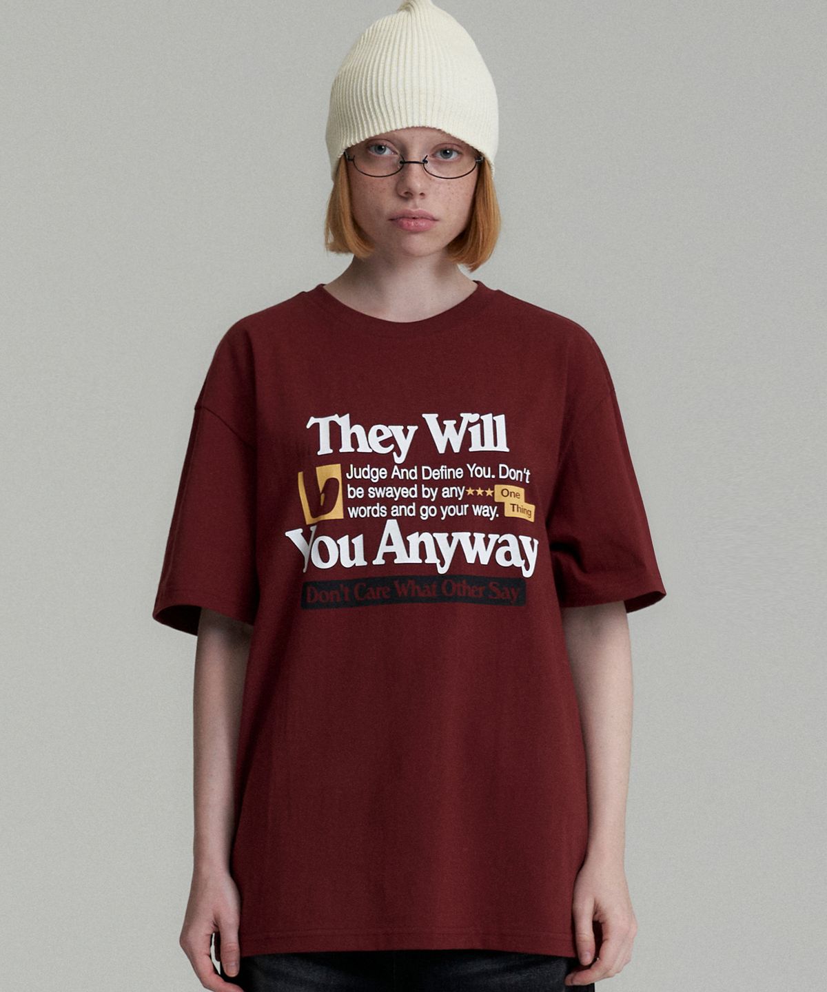 캑터스도넛마켓(CACTUSDONUTMARKET) One Thing T-Shirt - Burgundy