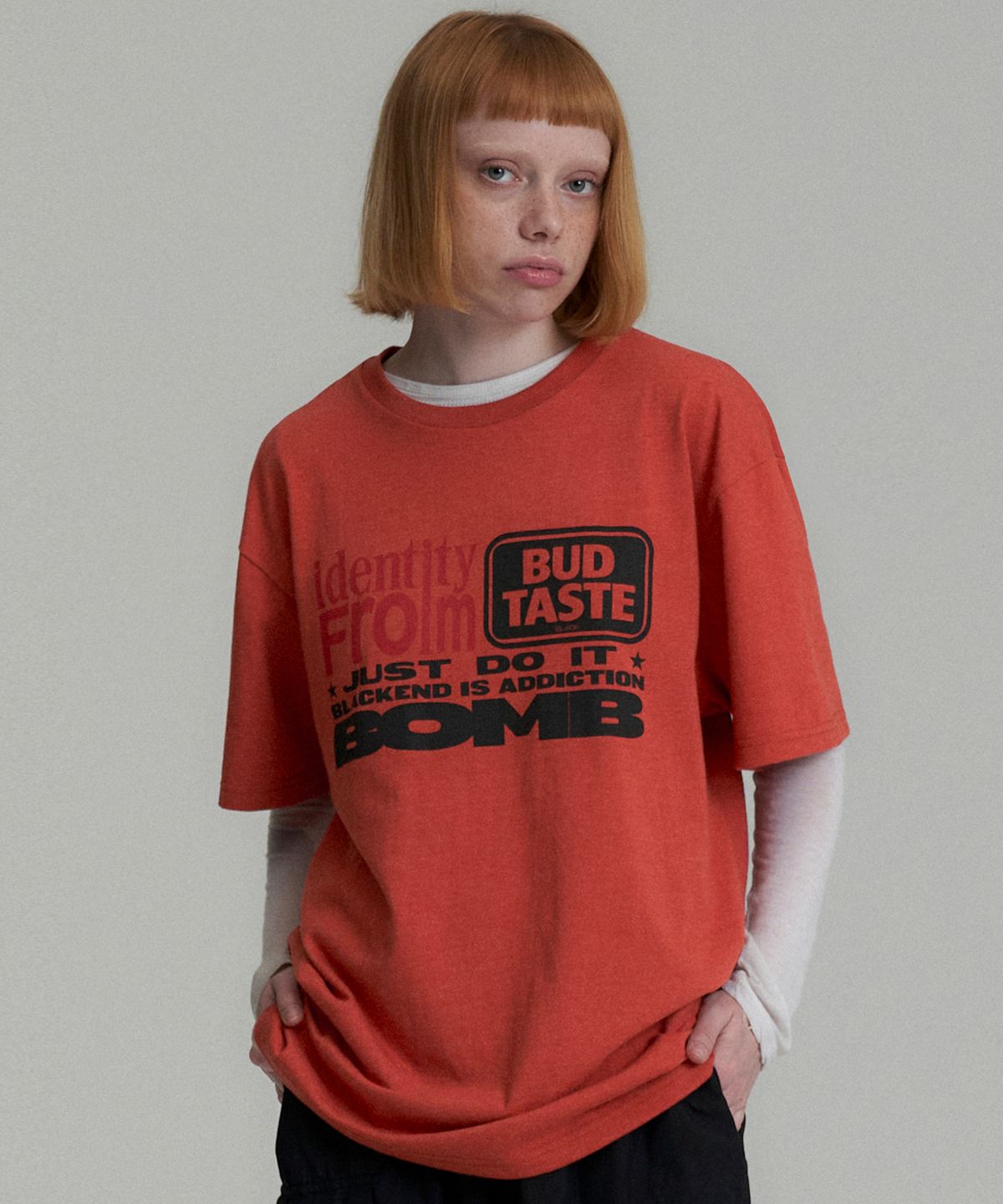 캑터스도넛마켓(CACTUSDONUTMARKET) Identity Addiction T-Shirt - Orange