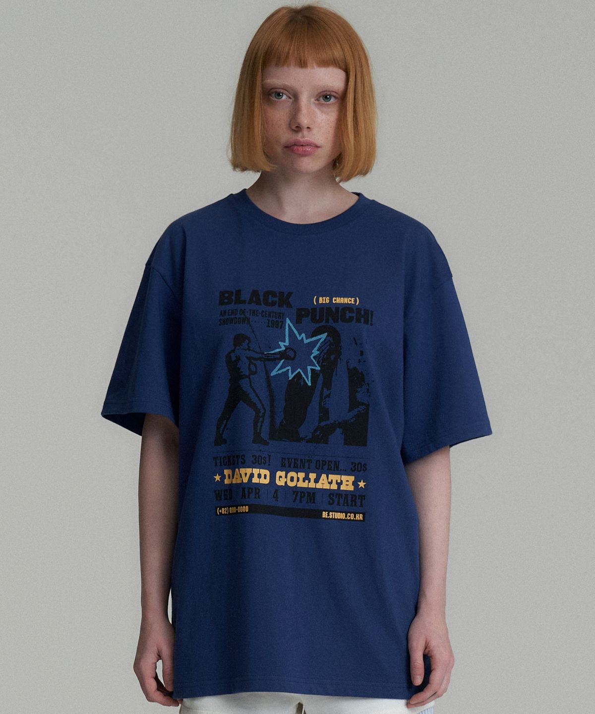캑터스도넛마켓(CACTUSDONUTMARKET) Black Punch T-Shirt - Royal Blue