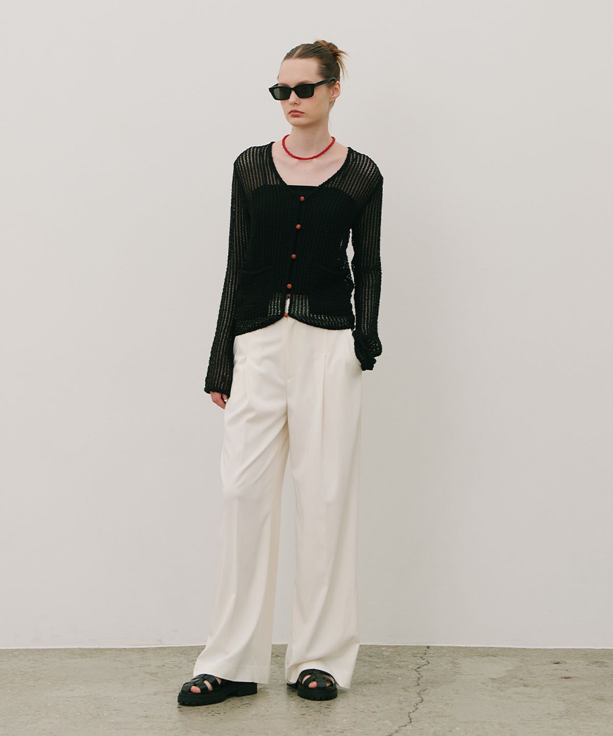 320쇼룸(320SHOWROOM) Summer Pintuck Wide Slacks Cream
