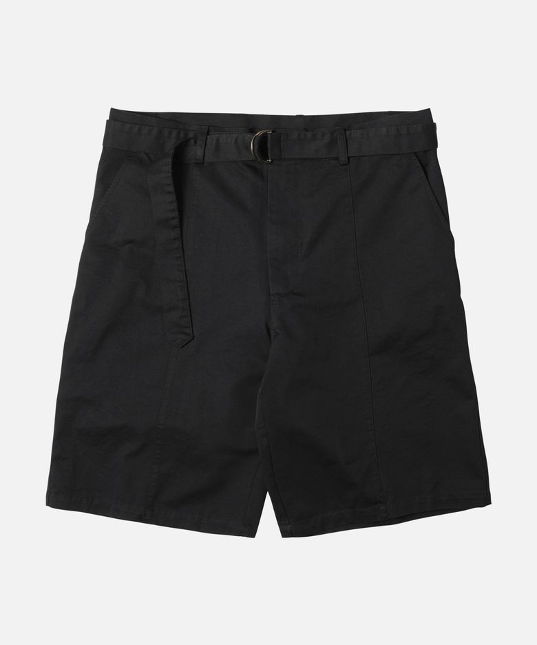 CHINO BELTED WORK BERMUDA SHORTS _ BLACK