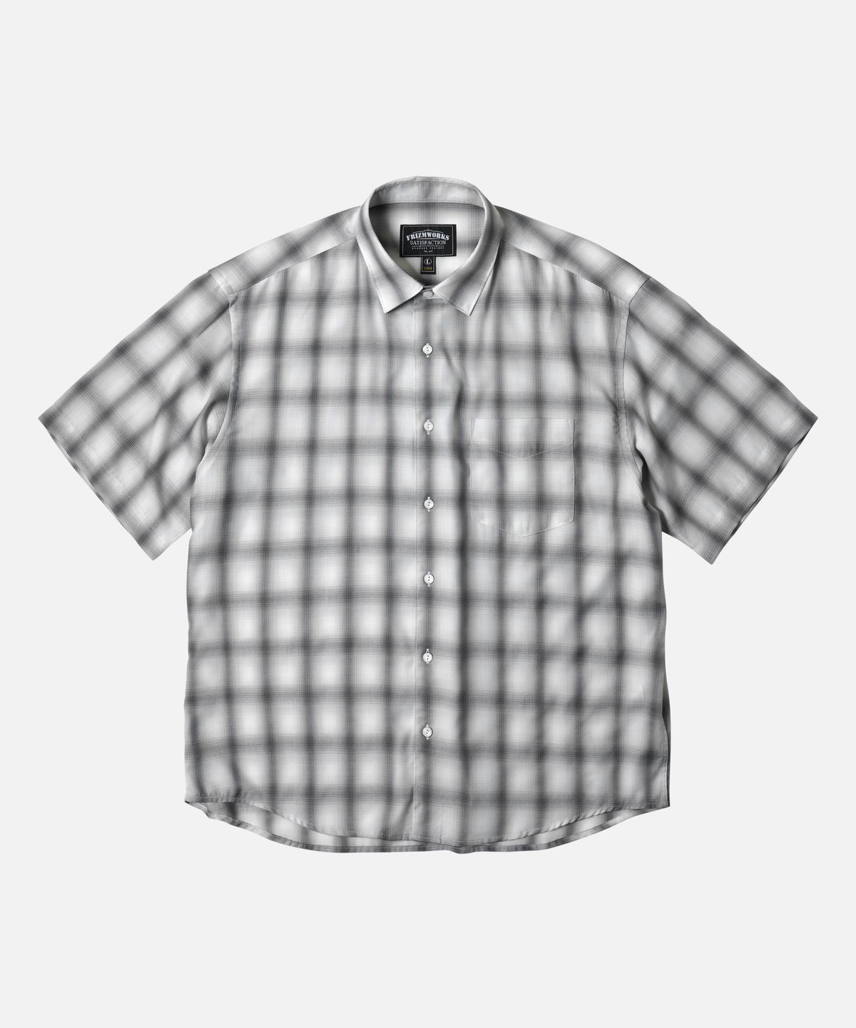 프리즘웍스(FRIZMWORKS) OMBRE CHECK RELAXED HALF SHIRT _ GRAY