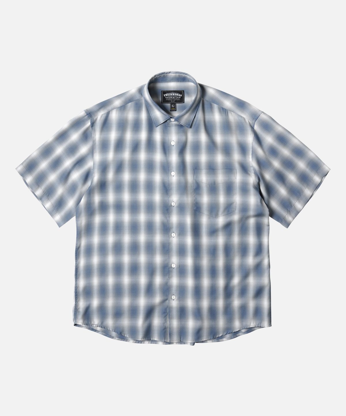 프리즘웍스(FRIZMWORKS) OMBRE CHECK RELAXED HALF SHIRT _ BLUE
