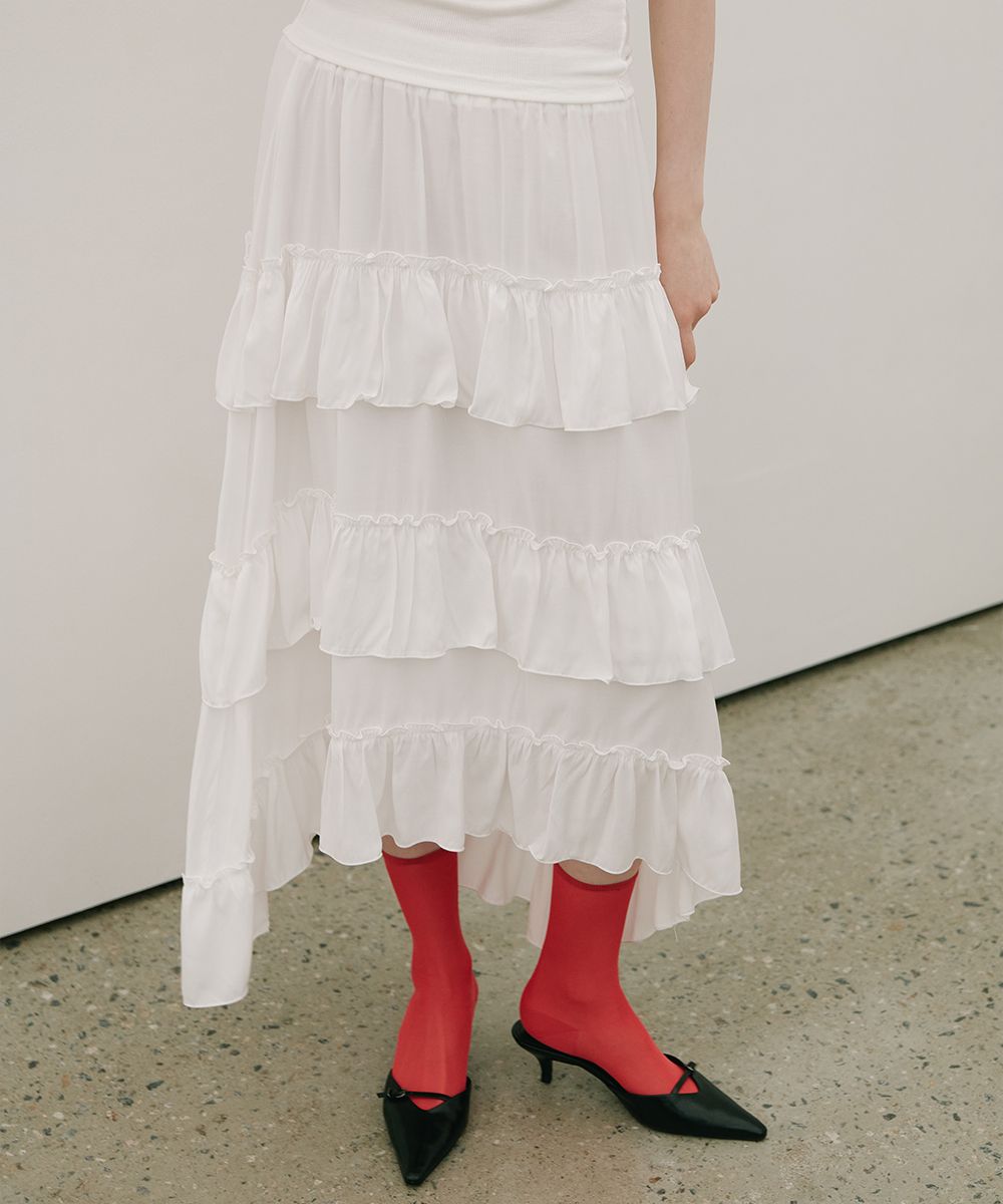 [MONOHA] / ☆ 25SS Volume band skirt / 2 COLORS Volume band skirt (ivory / dark gray) : MONOHA