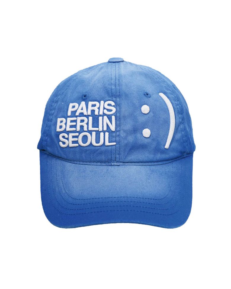 SMILE LOGO WASHED BALLCAP (BLUE)