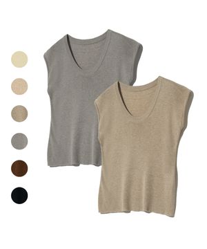 85-VIVAJ011 U넥 소프트 니트 반팔 6color