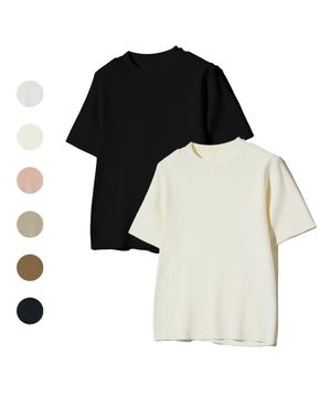 85-VIVAJ016 베이직 크롭 라운드 니트 반팔 6color