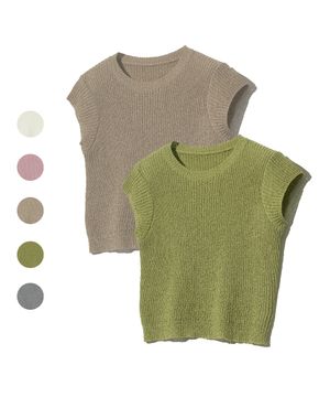 85-VIVAJ018 숏 크롭 부클 니트 반팔 5color