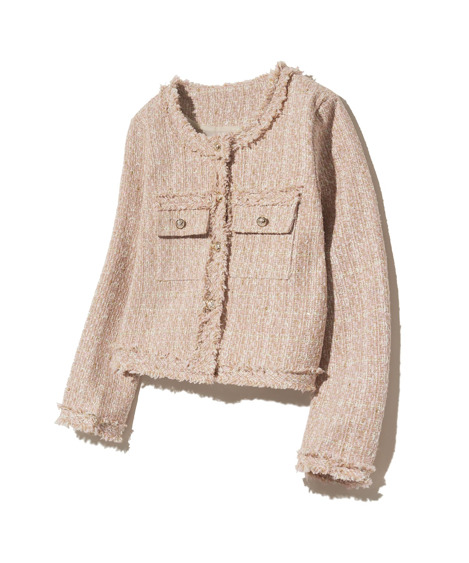 VIVABROWN ■ 85-VIVAJ048 Multi-Color Cropped Tweed Jacket 85-VIVAJ048 Multi-Color Crop Tweed Jacket Sky Blue