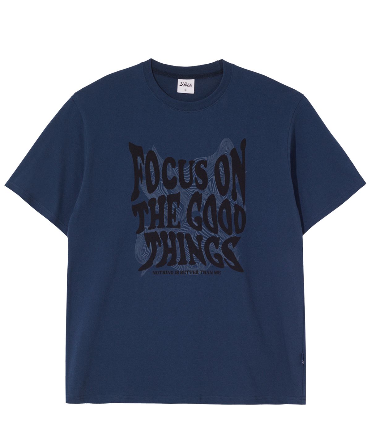낫띵이즈베럴댄미(NOTHINGISBETTERTHANME) GEOMETRY LETTERING TEE_deep blue