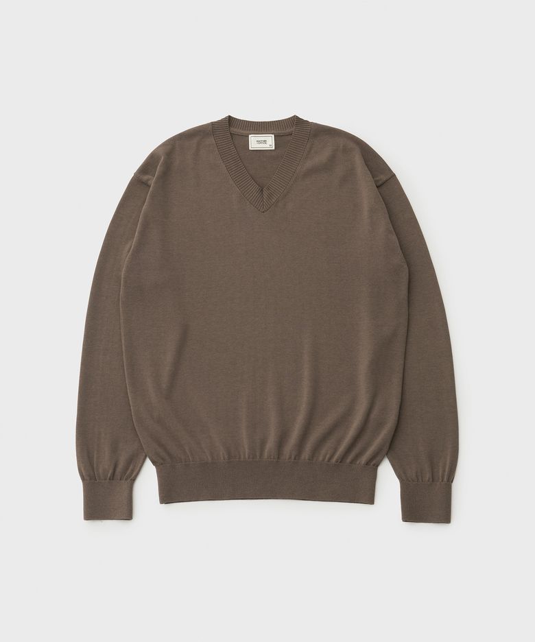 Current Silk V-neck Knit (Mild Brown)