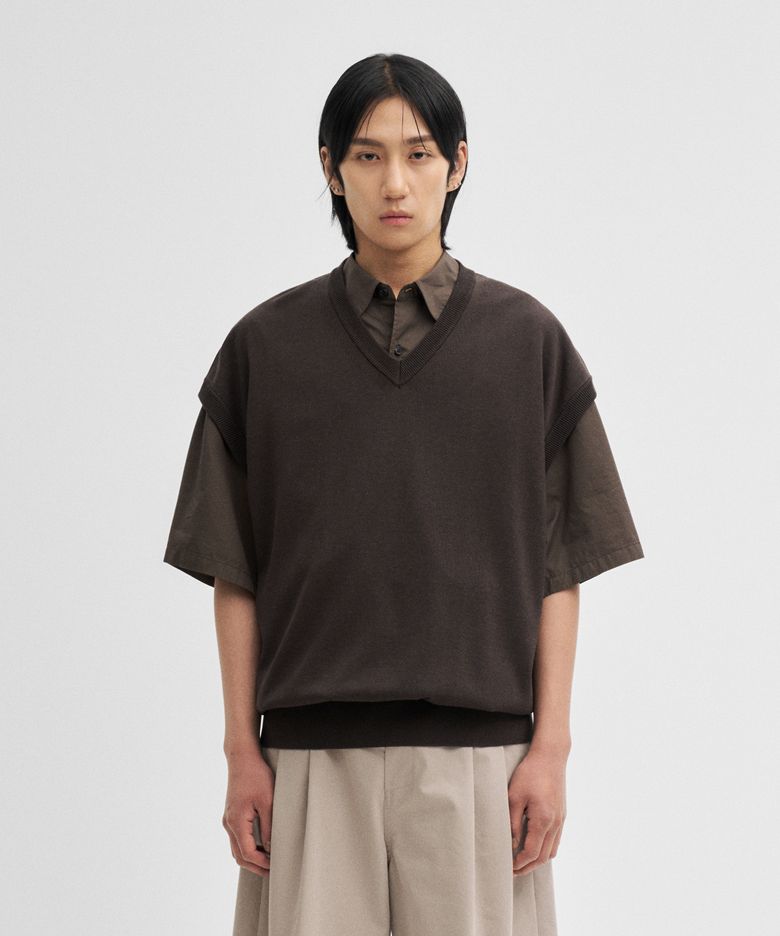 Layer Silk Knit Vest (Pewter)