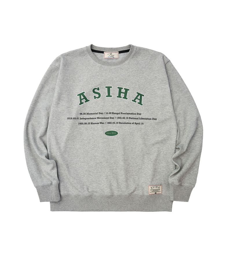 AH24 01SWGY HISTORY SWEATSHIRTS 아시하 히스토리 맨투맨 GRAY