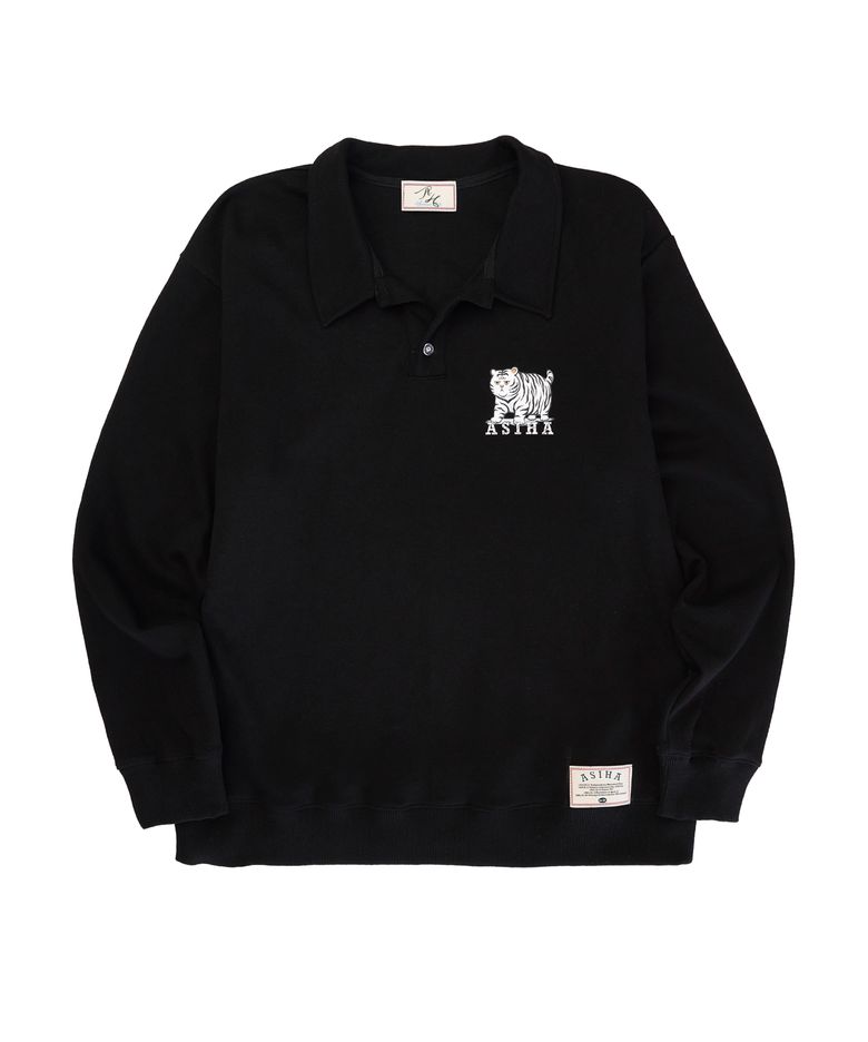 AH24 02SWBK A FAT TG PK SWEATSHIRTS 아시하 뚱백호 PK 맨투맨 BLACK