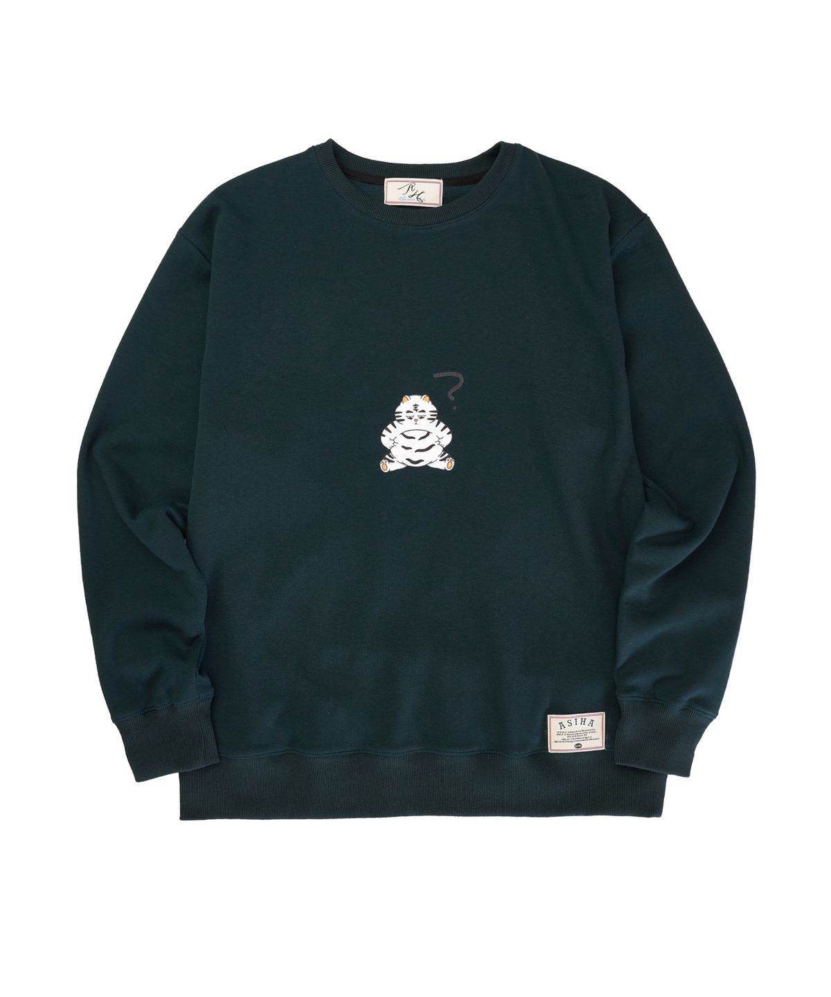 아시하(ASIHA) AH24 03SWGR BELLY FAT TG SWEATSHIRTS 아시하 뚱백호 뱃살 맨투맨 GREEN