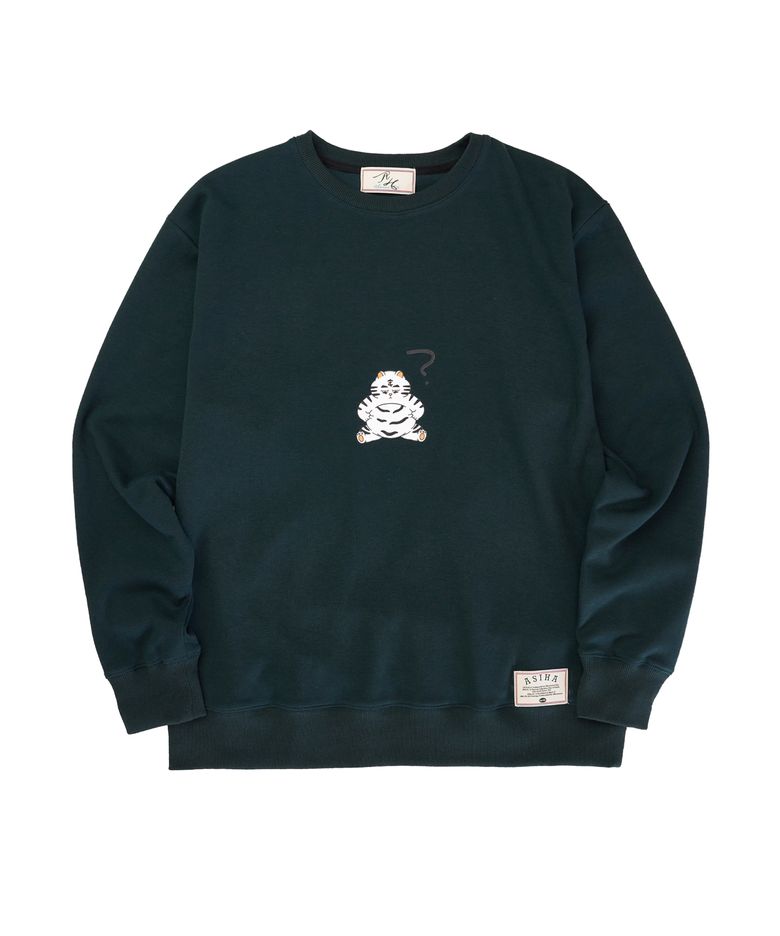 AH24 03SWGR BELLY FAT TG SWEATSHIRTS 아시하 뚱백호 뱃살 맨투맨 GREEN