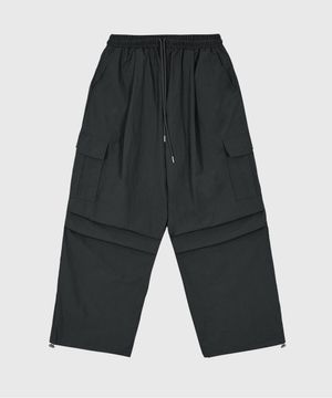윈드 카고 파라슈트 스트링 팬츠_차콜