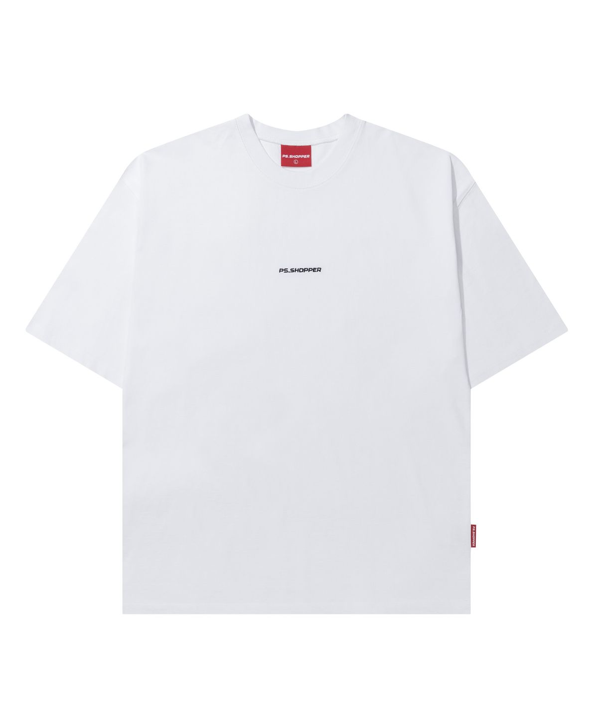 피에스쇼퍼(PSSHOPPER) 스몰로고 뒤판 절개 숏슬리브(반팔티셔츠) [화이트]