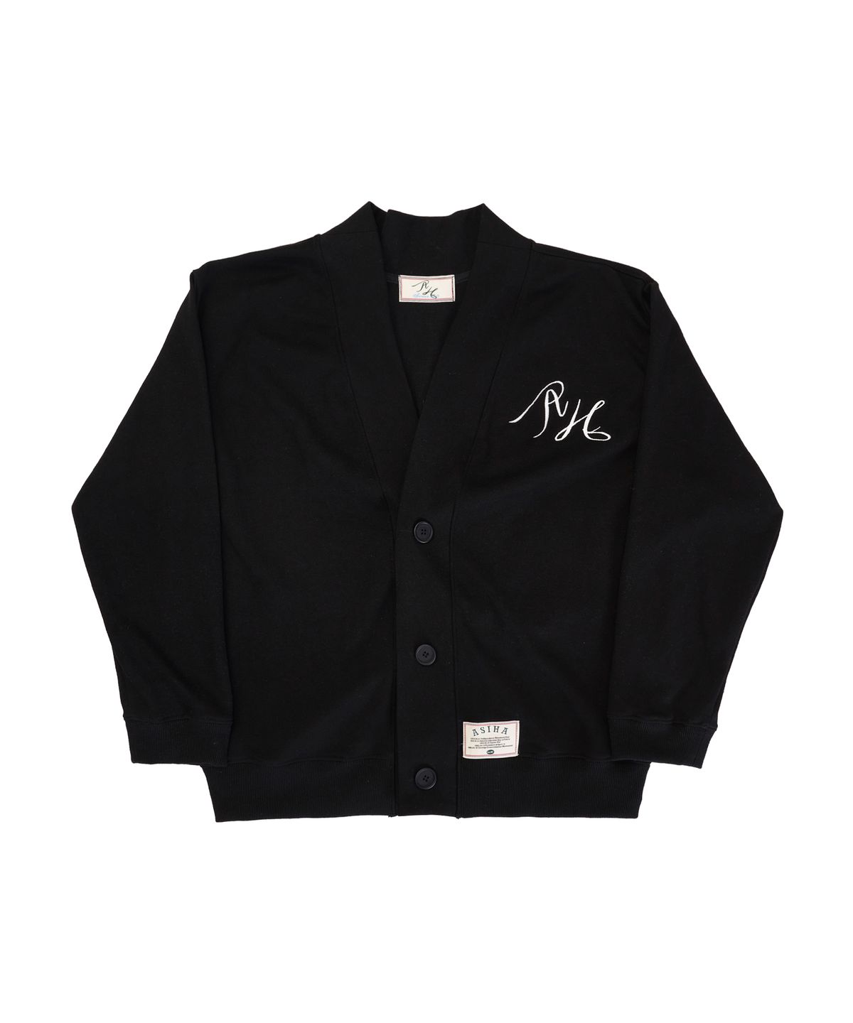 아시하(ASIHA) AH24 02CABK ASIHA LOGO CARDIGAN 아시하 로고 가디건 BLACK