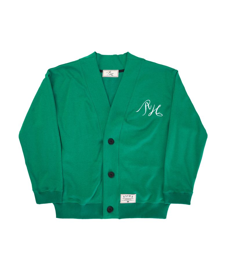 AH24 02CALG ASIHA LOGO CARDIGAN 아시하 로고 가디건 LIGHT GREEN