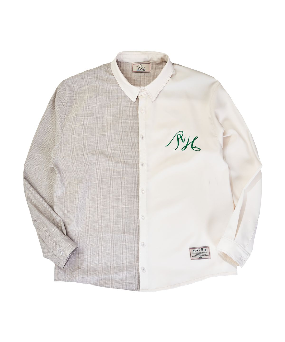 아시하(ASIHA) AH24 02SHIV ASIHA CHECK LOGO SHIRTS 아시하 체크 로고 셔츠 IVORY