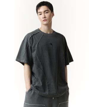 R 커브드 피그먼트 반팔 티셔츠 (챠콜)