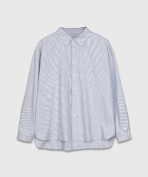 옥스포드 스트라이프 오버 셔츠_네이비