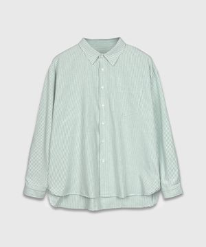 옥스포드 스트라이프 오버 셔츠_그린