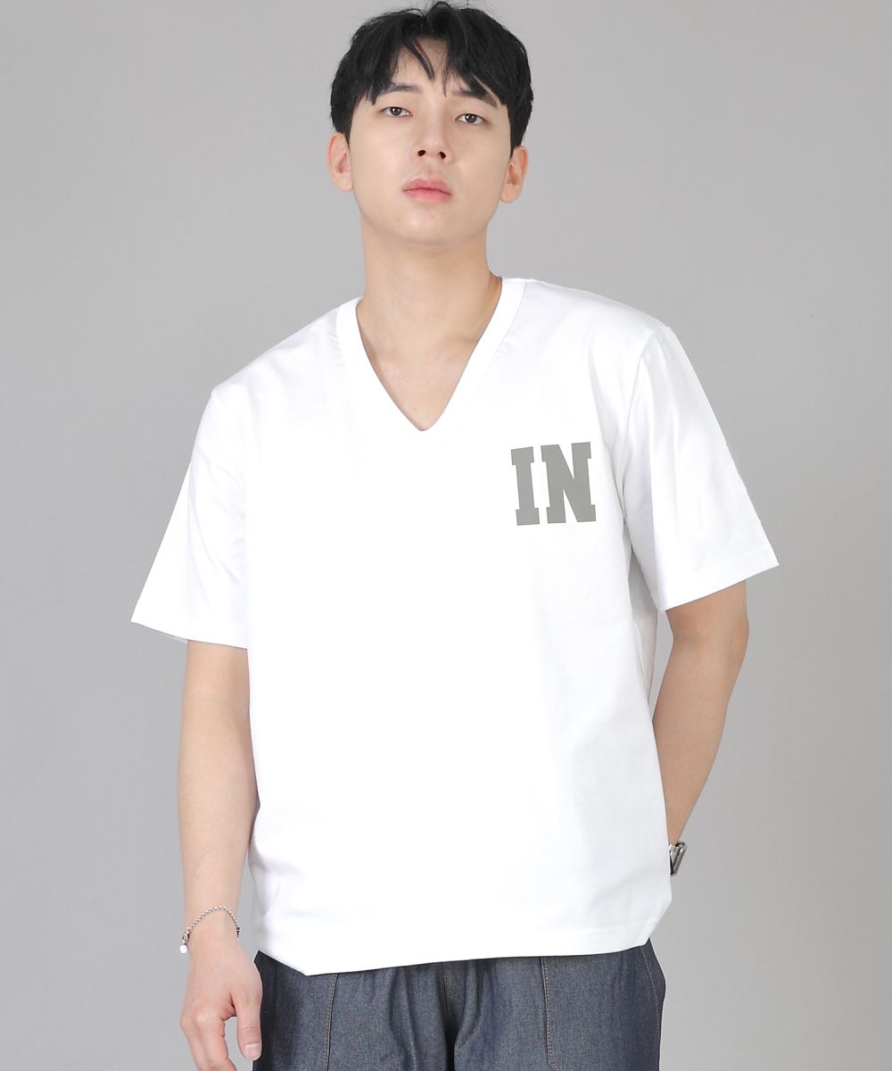 MUSINSA公式 | SAINTCREW V-neck Front IN Short Sleeve FVB-824 White
