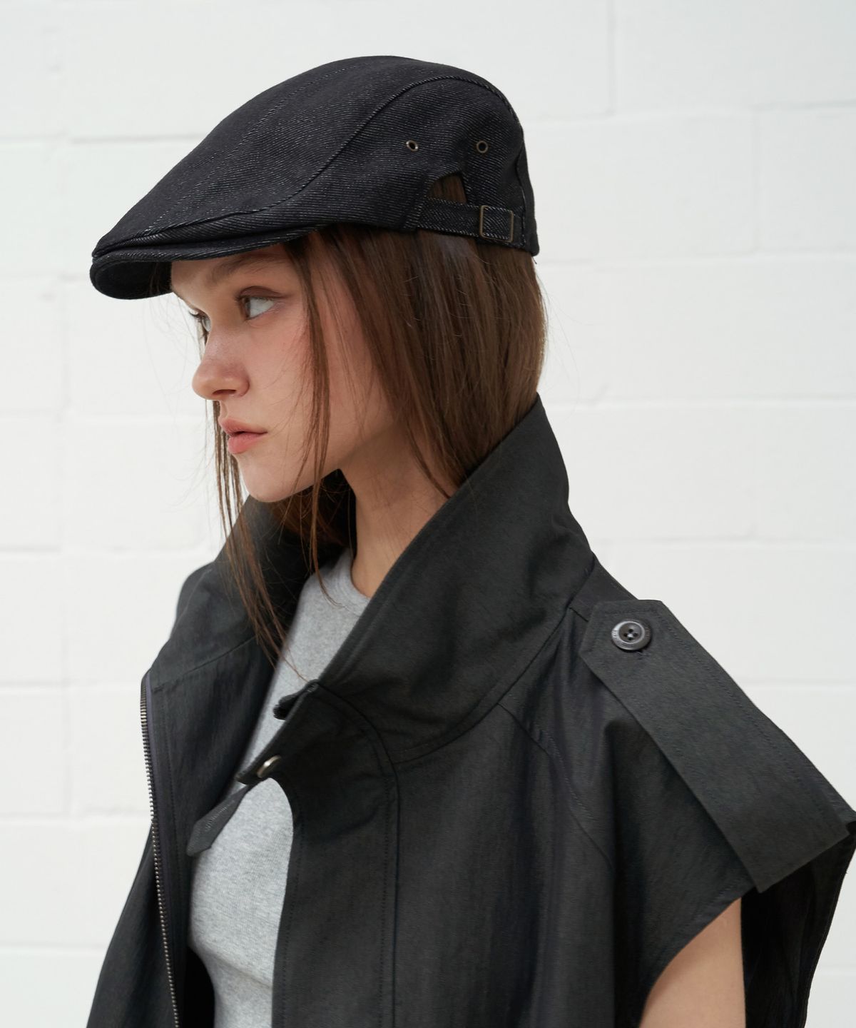 프롬웨얼(FROMWHERE) Denim Hunting Cap Black