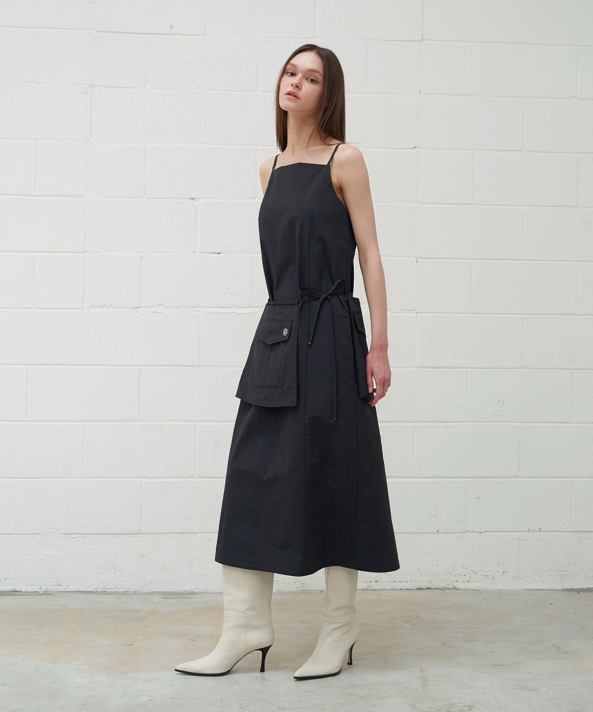 프롬웨얼(FROMWHERE) Layered Wrap Dress Black